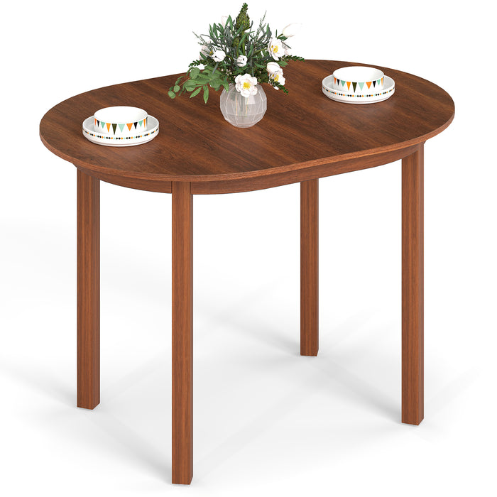 110CM Wooden Dining Table for 4-6 People Oval Kitchen Table-