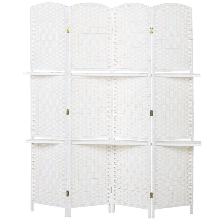 HOMCOM Freestanding Privacy Screen, 4 Panel Folding Room Divider for Living Room, Bedroom and Office, 160 x 170cm, White