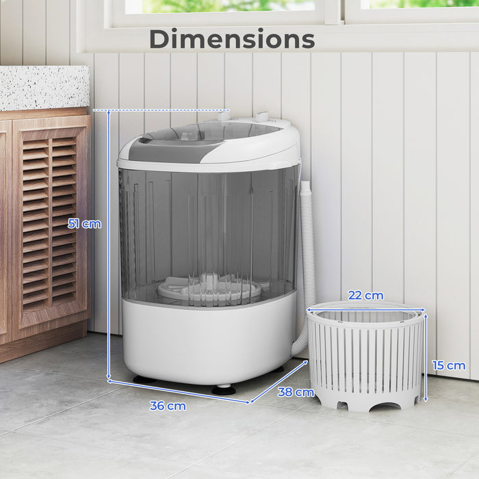 2.5 kg Capacity Portable Mini Washing Machine with Spin Tub and Drain Hose-Blue