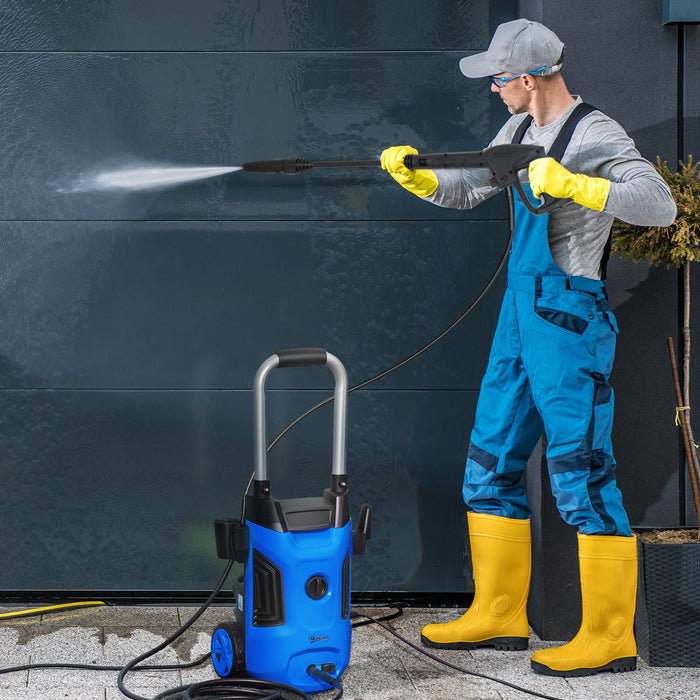 Outsunny 1800W High Pressure Washer, 150 Bar Pressure, 420 L/h Flow, Portable Electric Power Washer Jet Wash Cleaner with Adjustable Nozzle, 6M Hose, Steel Handle for Home Patio Car Driveway, Blue