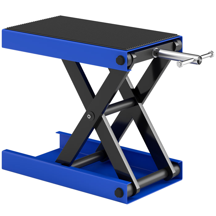 DURHAND 500KG Motorcycle Scissor Lift Jack, Height Adjustable Motorbike Stand with Anti-Slip Wide Deck, Heavy Duty Steel Motorbike Repair Lift Hoist Stand for Home Garage, Blue