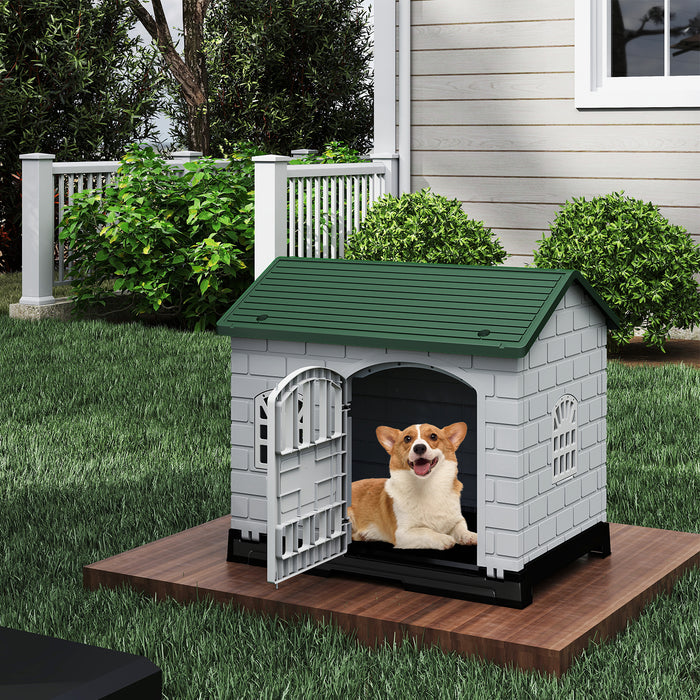 Weatherproof Pet Shelter with Removable Toilet Tray-