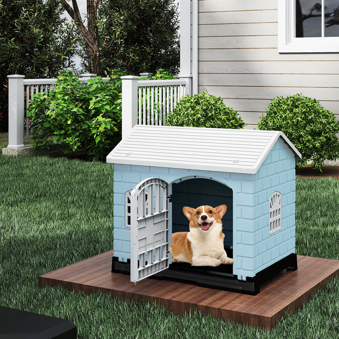 Weatherproof Pet Shelter with Removable Toilet Tray-