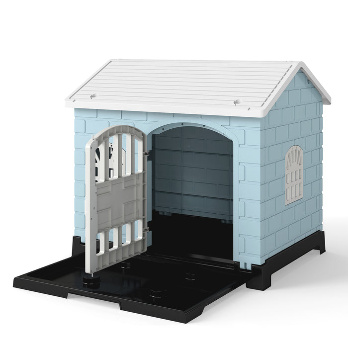 Weatherproof Pet Shelter with Removable Toilet Tray-
