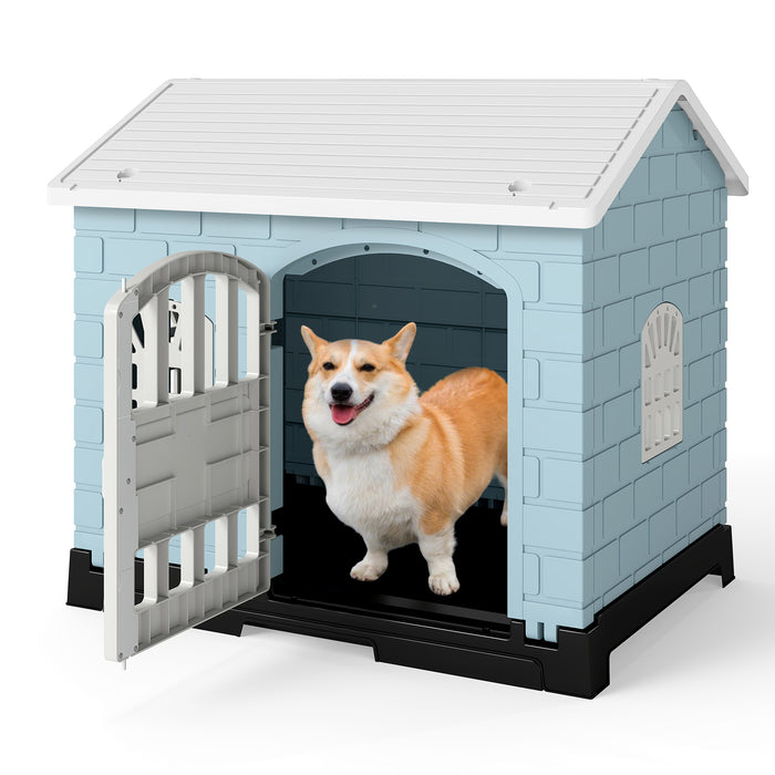 Weatherproof Pet Shelter with Removable Toilet Tray-
