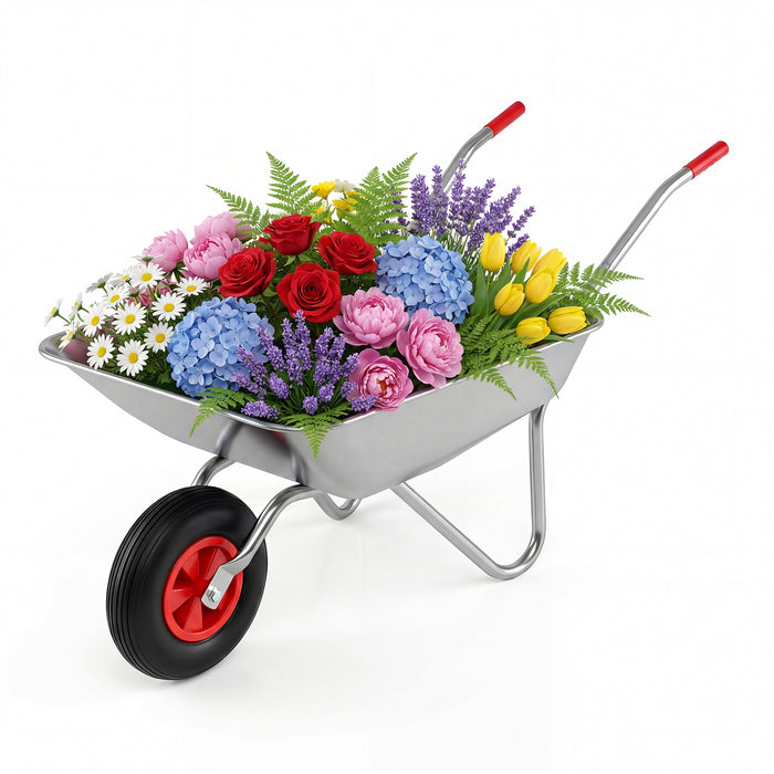 Wheelbarrow Cart 1-Wheel Garden Utility Cart with 2 Handlebars and Large Rubber Tire-
