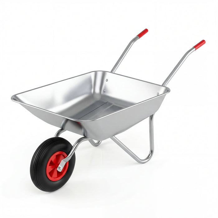Wheelbarrow Cart 1-Wheel Garden Utility Cart with 2 Handlebars and Large Rubber Tire-