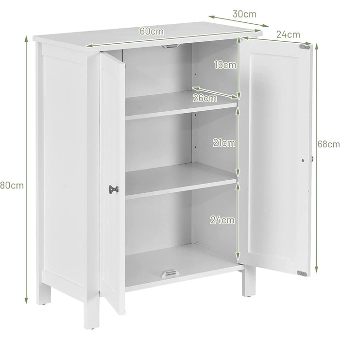 2-Door Freestanding Bathroom Floor Cabinet with Adjustable Shelves-
