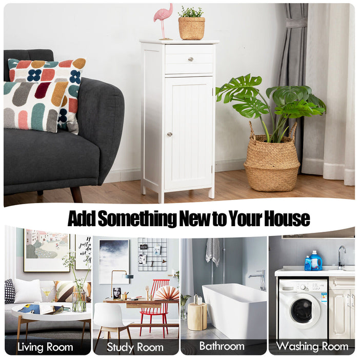 3-Tier Free-Standing Bathroom Cabinet with Drawer-Grey