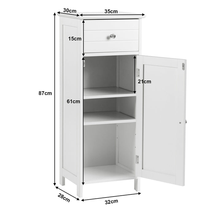 3-Tier Free-Standing Bathroom Cabinet with Drawer-Grey