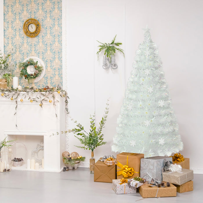 4/5/6 Feet Artificial Fiber Optic White Pre-lit Christmas Tree with Light-