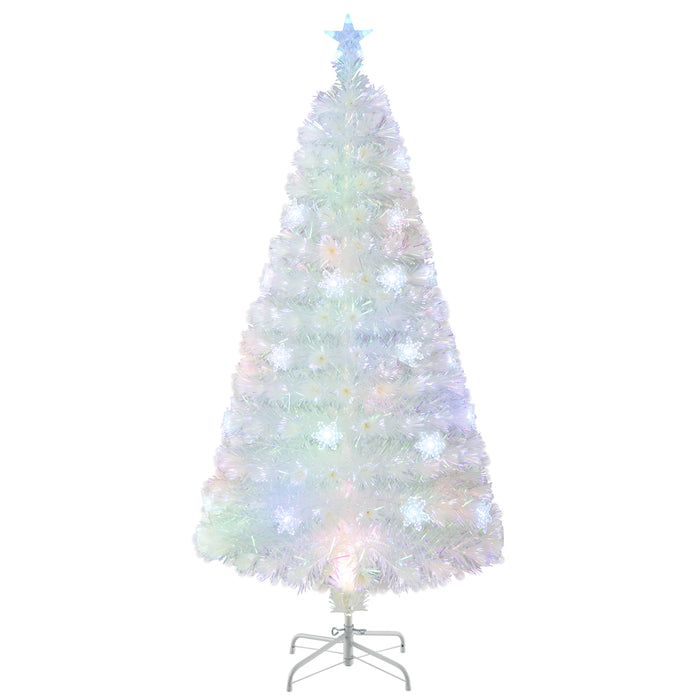 4/5/6 Feet Artificial Fiber Optic White Pre-lit Christmas Tree with Light-