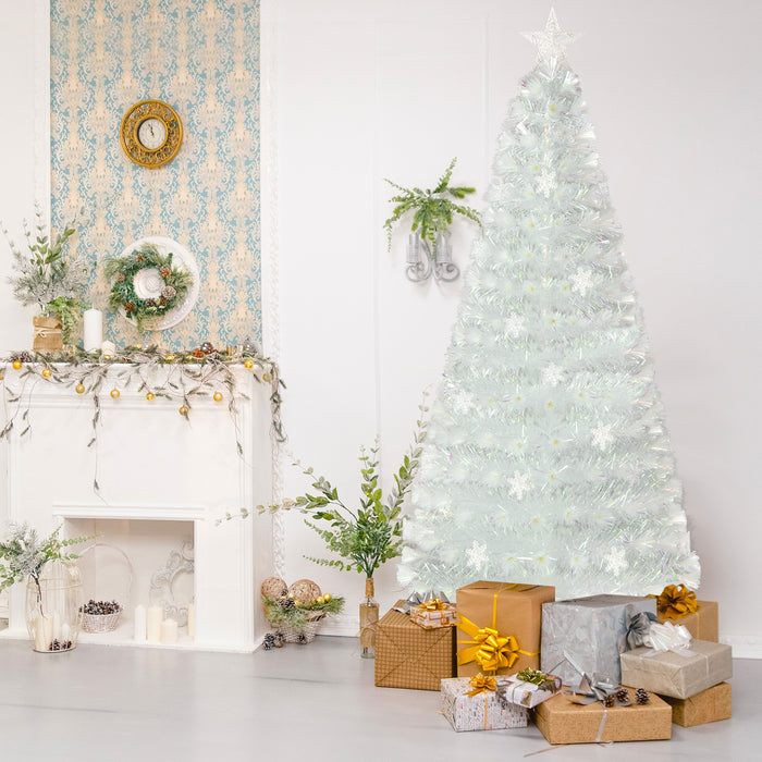 4/5/6 Feet Artificial Fiber Optic White Pre-lit Christmas Tree with Light-