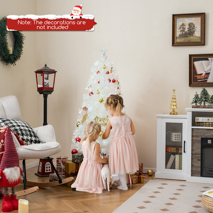 4/5/6 Feet Artificial Fiber Optic White Pre-lit Christmas Tree with Light-