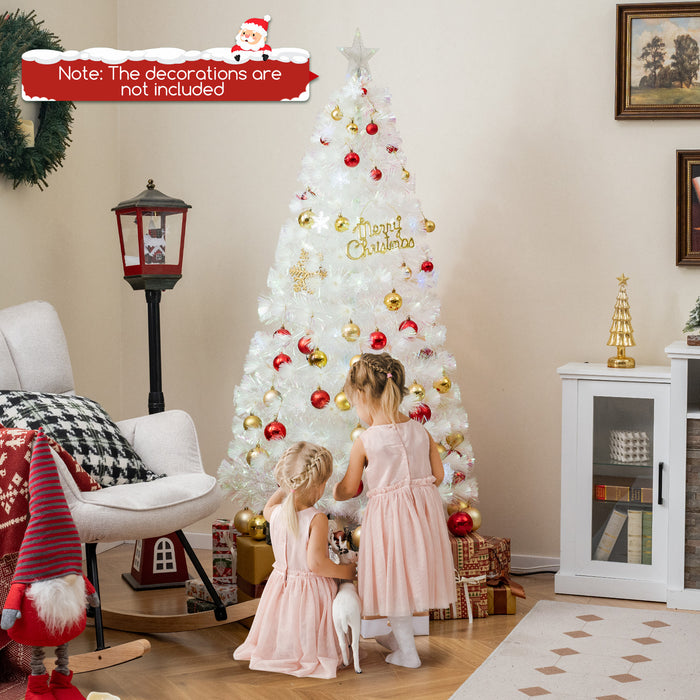 4/5/6 Feet Artificial Fiber Optic White Pre-lit Christmas Tree with Light-