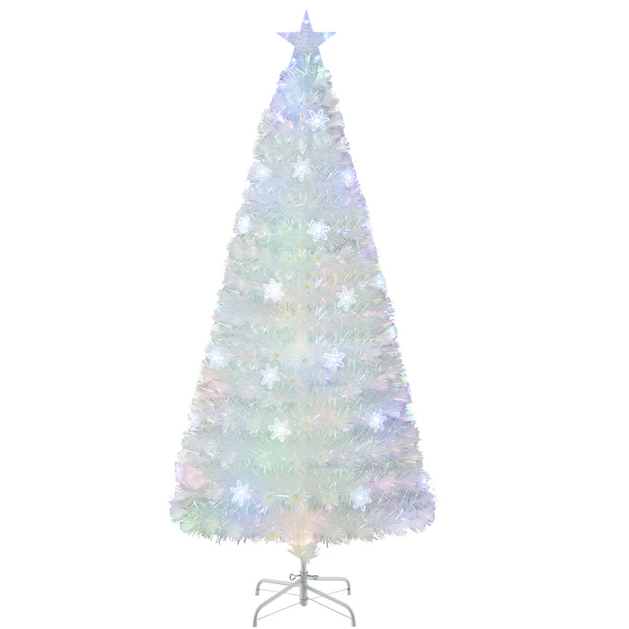 4/5/6 Feet Artificial Fiber Optic White Pre-lit Christmas Tree with Light-