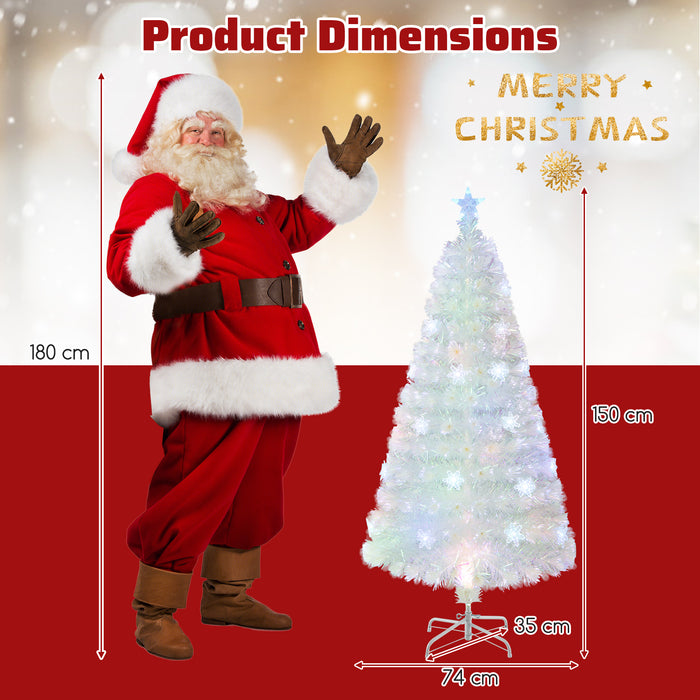 4/5/6 Feet Artificial Fiber Optic White Pre-lit Christmas Tree with Light-