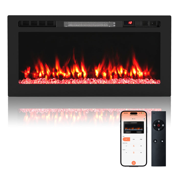 WiFi-Enabled Electric Fireplace Compatible with Alexa and Google Assistant-