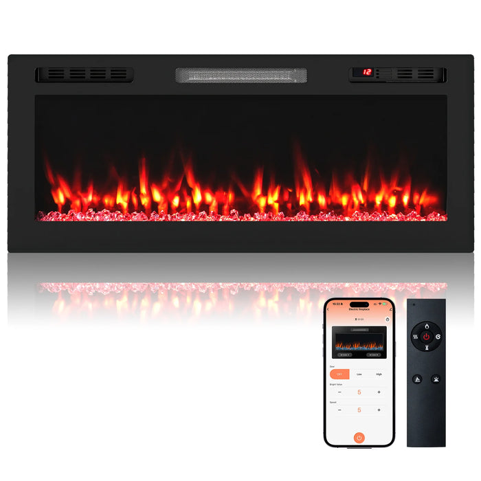 WiFi-Enabled Electric Fireplace Compatible with Alexa and Google Assistant-