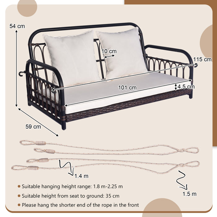 Outdoor Hanging Chair for 2 - Garden Patio Furniture with Cushions - Perfect for Backyard Relaxation