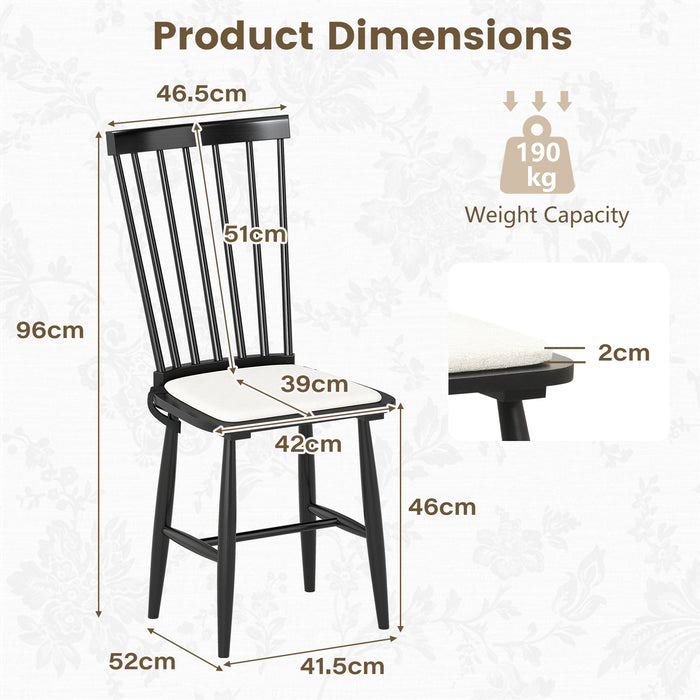 Windsor Dining Chair Set of 2 with Spindle Back for Kitchen and Restaurant-