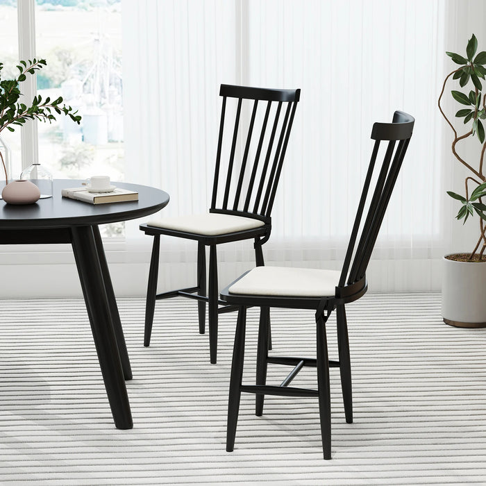 Windsor Dining Chair Set of 2 with Spindle Back for Kitchen and Restaurant-