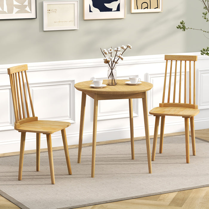 Windsor Dining Chairs Set of 2 with Natural Rubber Wood Legs and Non-slip Foot Pads-Natural