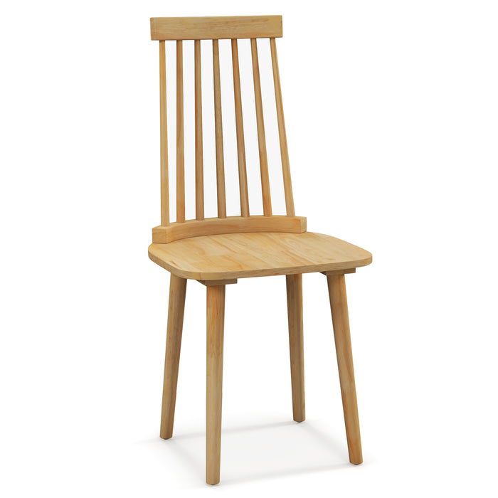 Windsor Dining Chairs Set of 2 with Natural Rubber Wood Legs and Non-slip Foot Pads-Natural