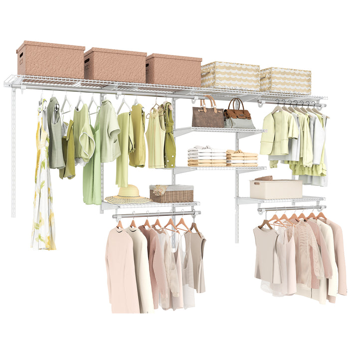 Wire Closet Organizer System Wall-mounted with Adjustable Shelves-