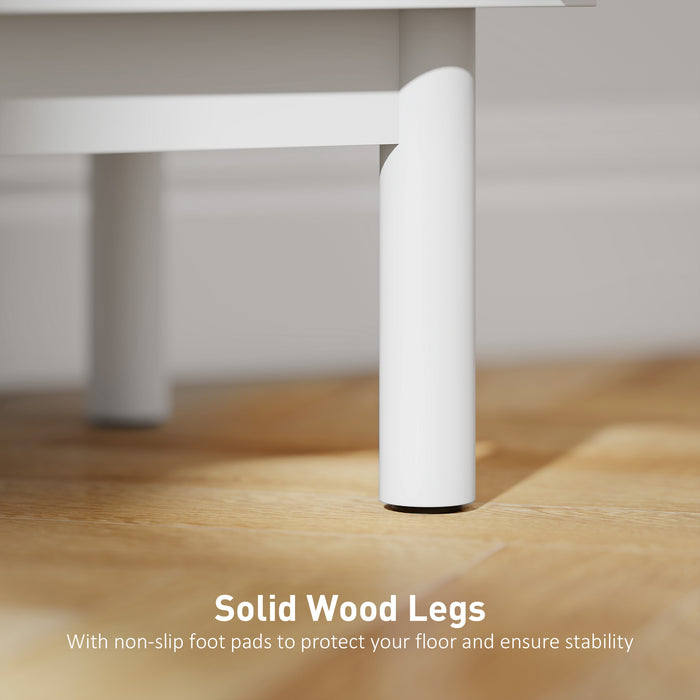 HOMCOM Rattan Bedside Table for Bedroom - White