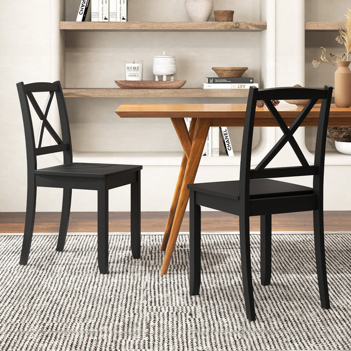 Wood Dining Chair Set of 2 with Rubber Wood Legs-
