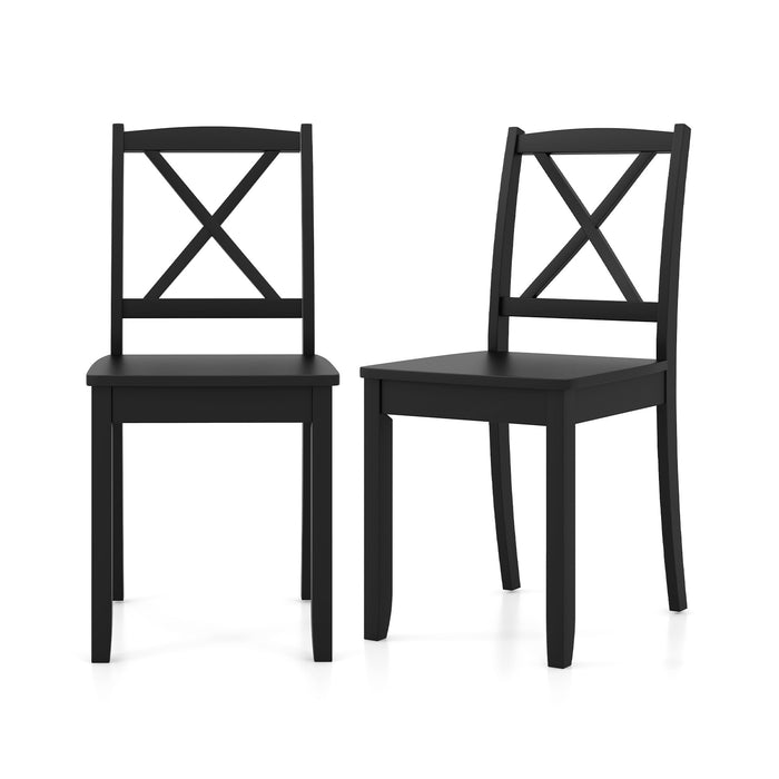 Wood Dining Chair Set of 2 with Rubber Wood Legs-