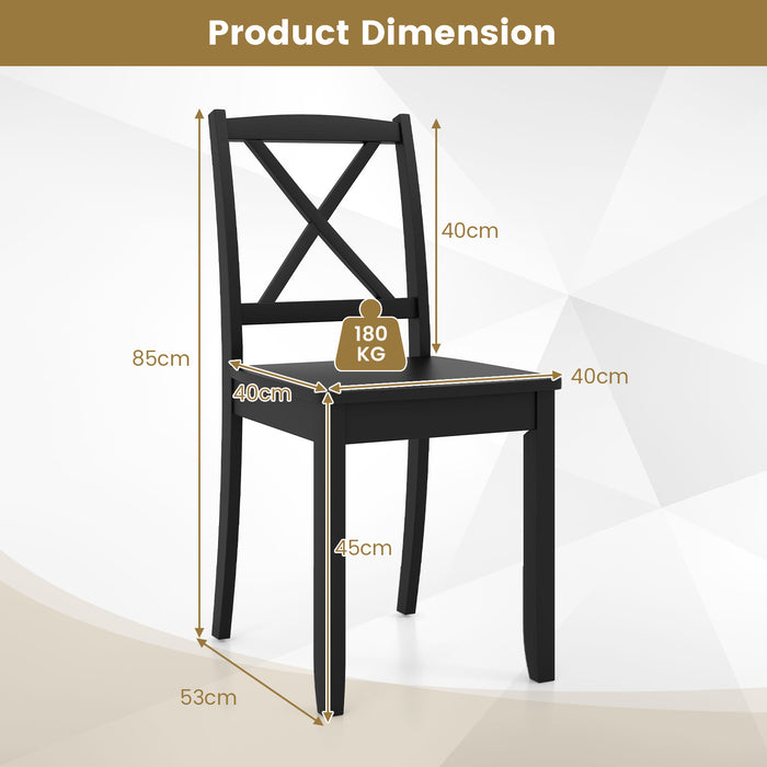 Wood Dining Chair Set of 2 with Rubber Wood Legs-