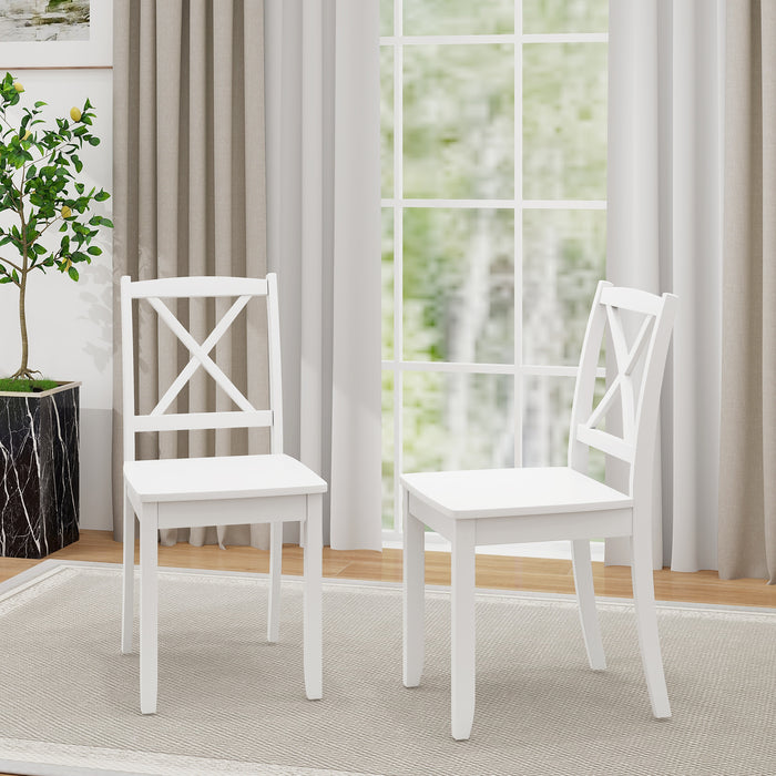 Wood Dining Chair Set of 2 with Rubber Wood Legs-