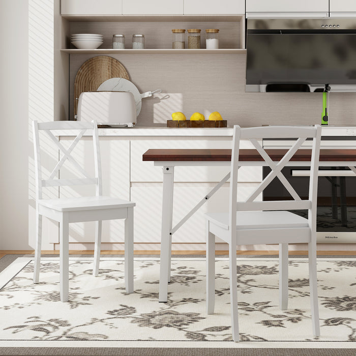 Wood Dining Chair Set of 2 with Rubber Wood Legs-