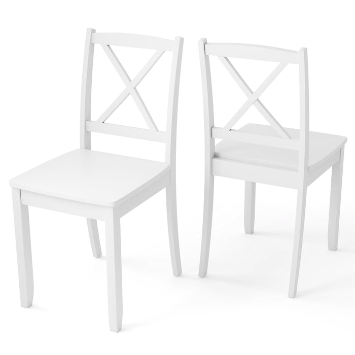 Wood Dining Chair Set of 2 with Rubber Wood Legs-
