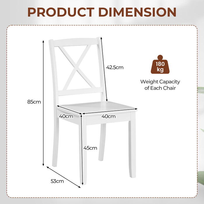 Wood Dining Chair Set of 2 with Rubber Wood Legs-