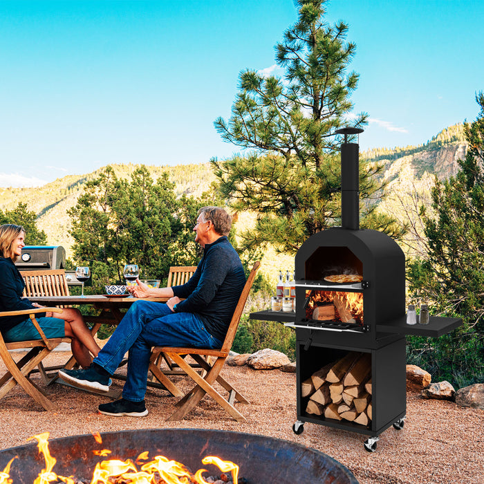 Wood Fired Pizza Oven with Protective Cover Pizza Stone Pizza Peel and Storage