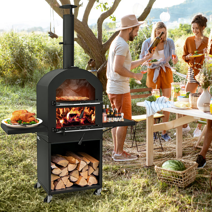 Wood Fired Pizza Oven with Protective Cover Pizza Stone Pizza Peel and Storage