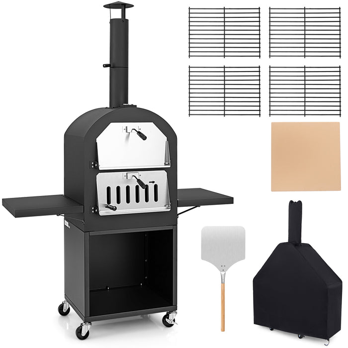 Wood Fired Pizza Oven with Protective Cover Pizza Stone Pizza Peel and Storage
