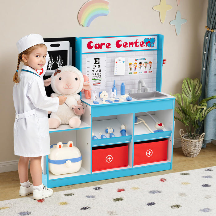 Wood Medical Center Toy Set with Examine Region and Height Measurer-