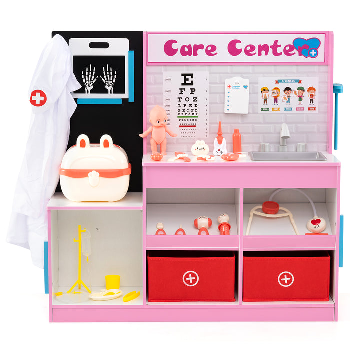 Wood Medical Center Toy Set with Examine Region and Height Measurer-