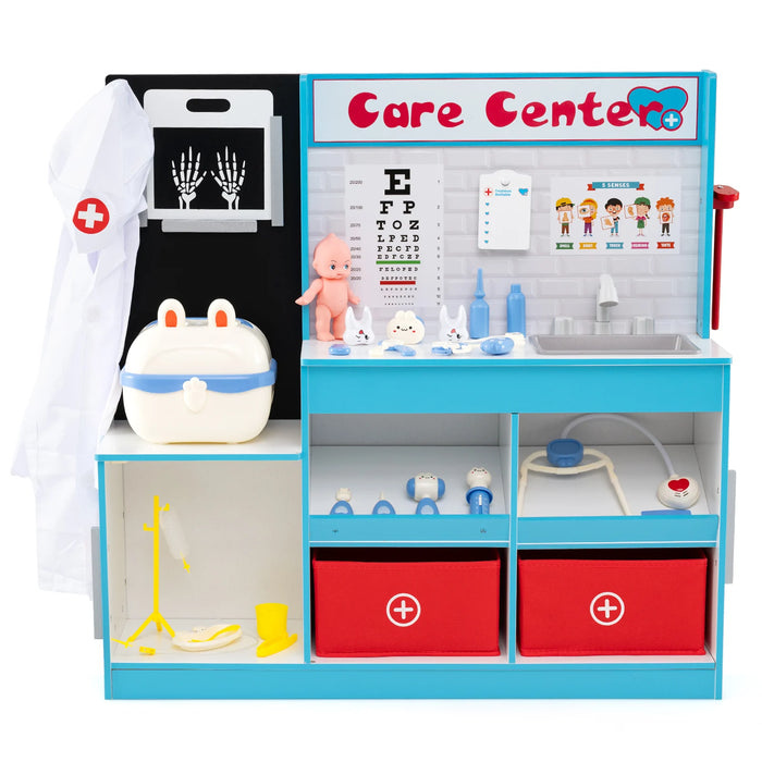 Wood Medical Center Toy Set with Examine Region and Height Measurer-
