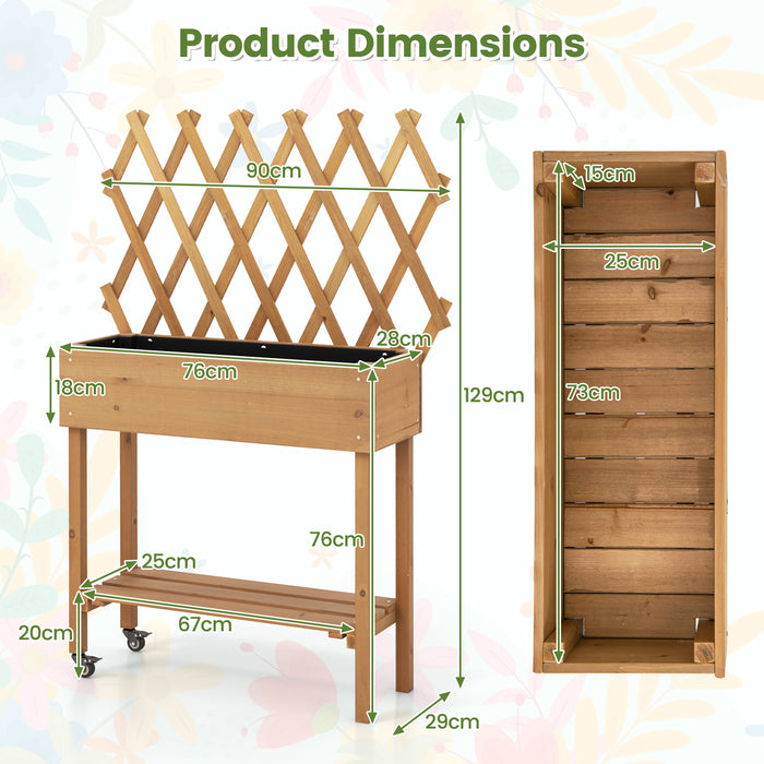 Wooden Outdoor Furnishings - Raised Garden Bed with Attached Trellis for Climbing Plants - Perfect Solution for Green Thumbs Looking to Optimize Small Spaces