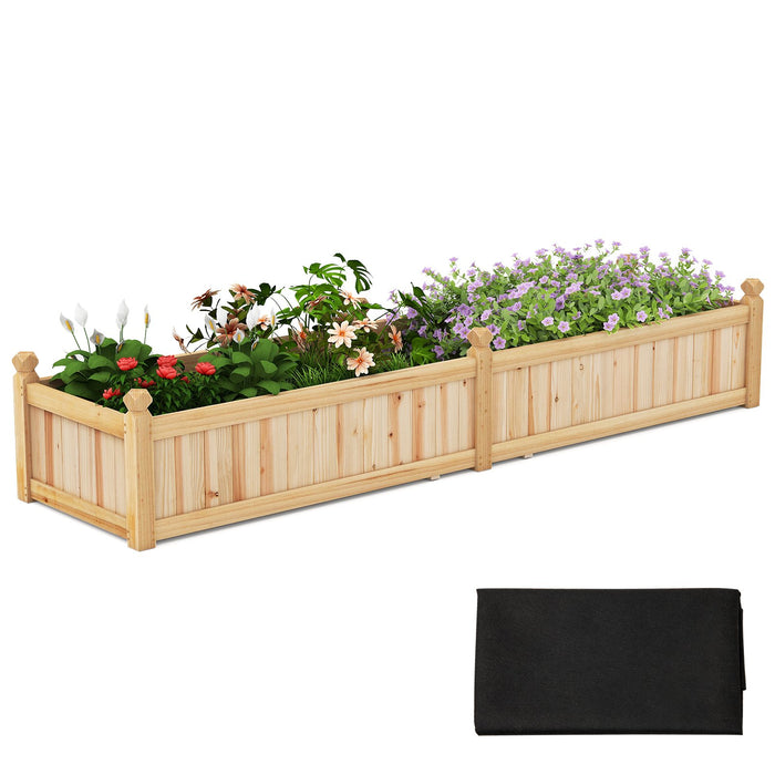Wood Raised Garden Bed with Divider and Drainage System-Natural
