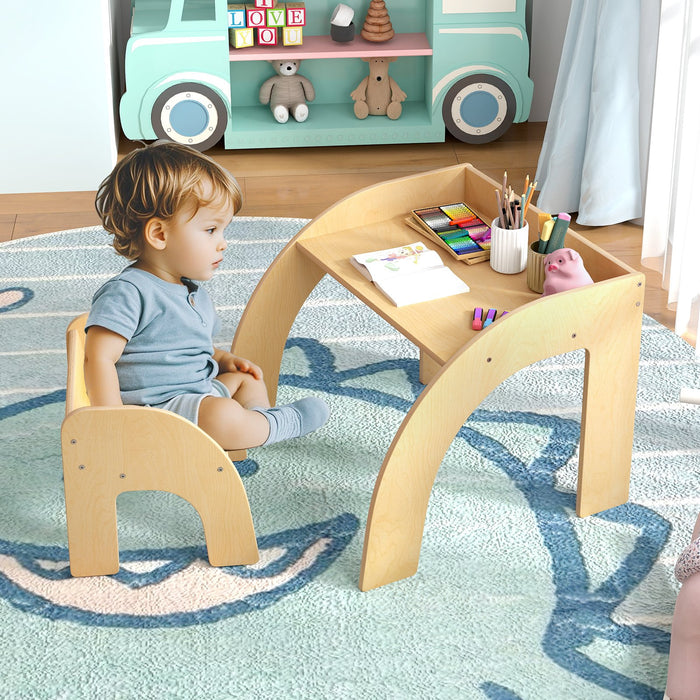 Wooded Toddler Kids Desk and Chair Set with Proper Height-