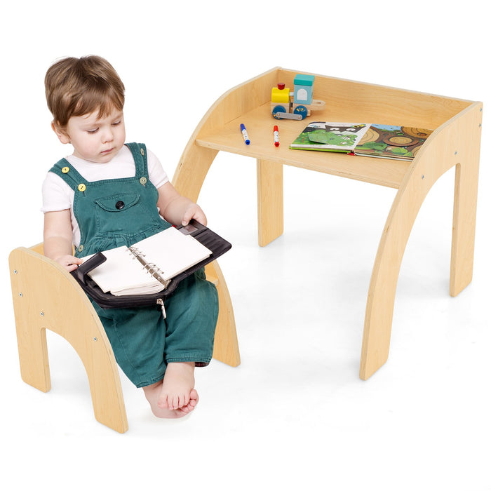 Wooded Toddler Kids Desk and Chair Set with Proper Height-