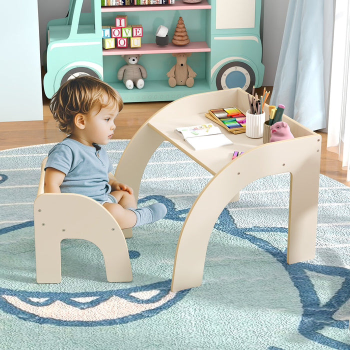 Wooded Toddler Kids Desk and Chair Set with Proper Height-