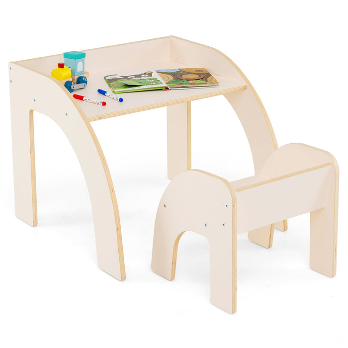 Wooded Toddler Kids Desk and Chair Set with Proper Height-