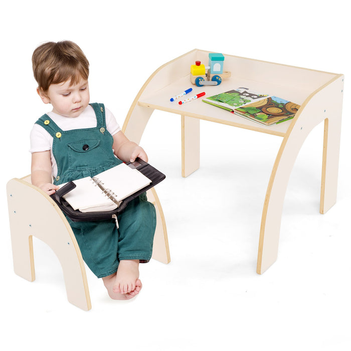 Wooded Toddler Kids Desk and Chair Set with Proper Height-